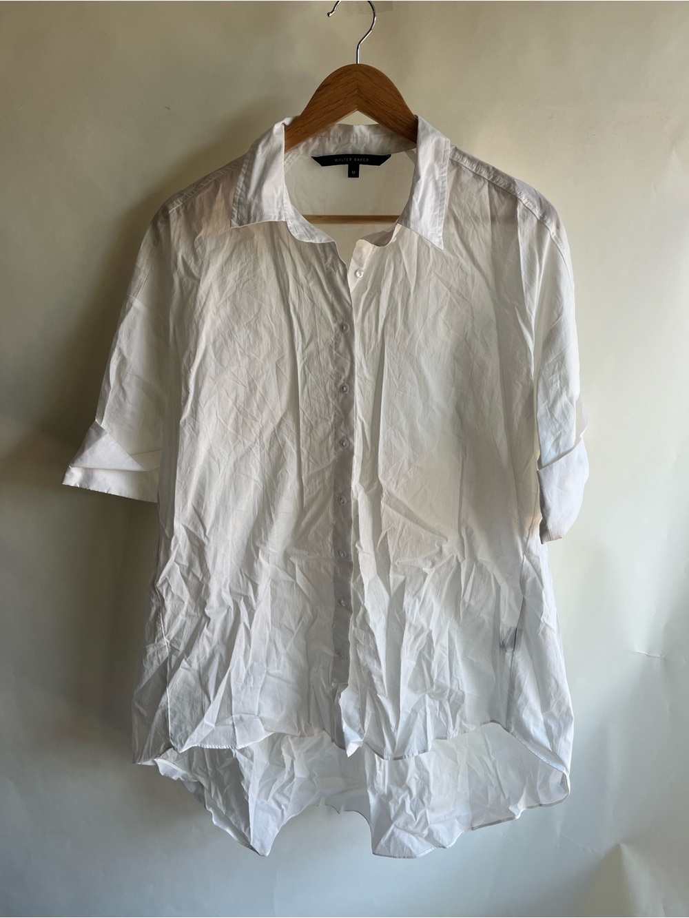 Walter Baker 100% Cotton Button Up High Low Shirt Blouse Sz Med Women’s EUC